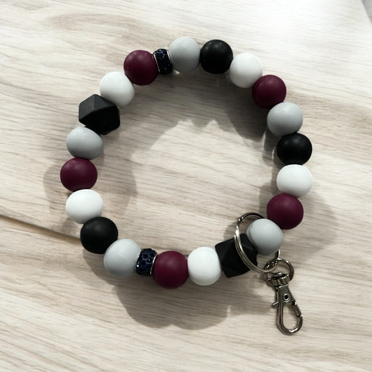 Maroon, black & White