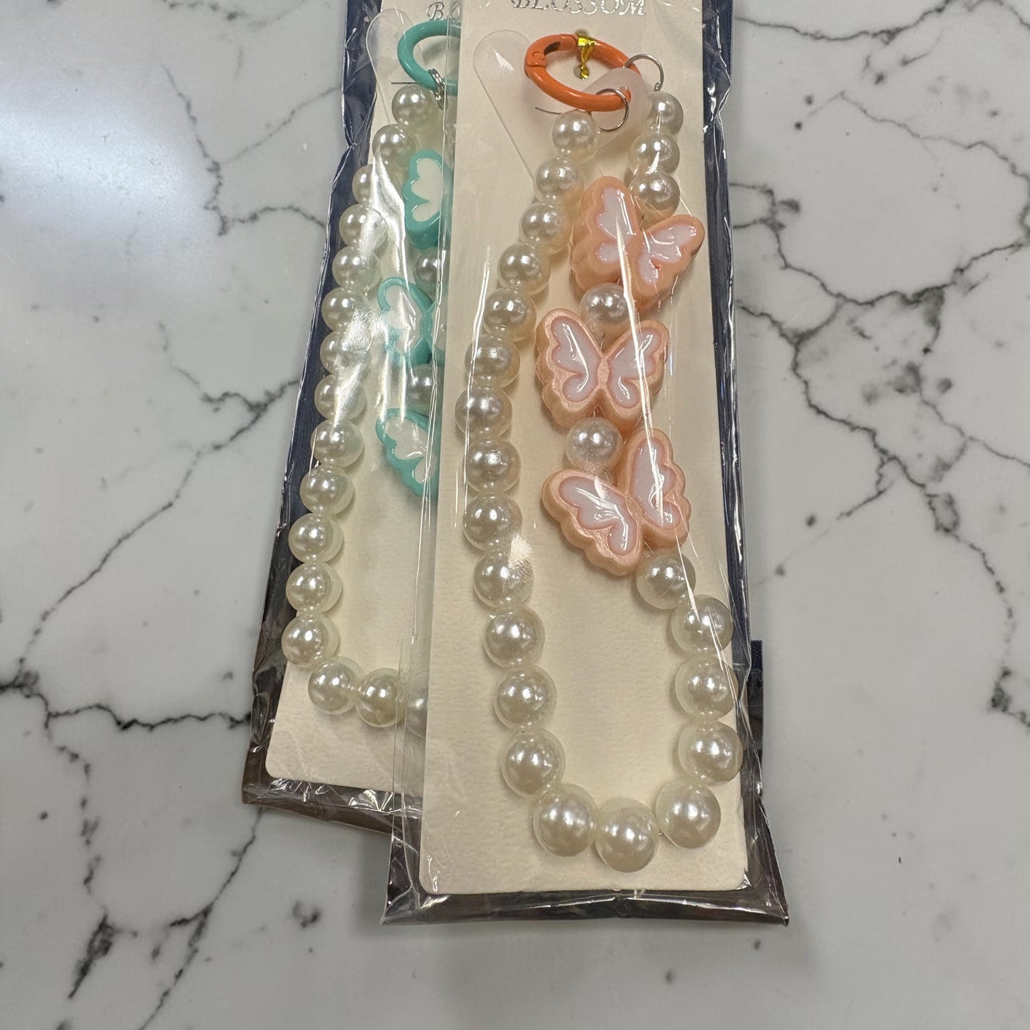 Pearl Butterfly Wristlet phone charm